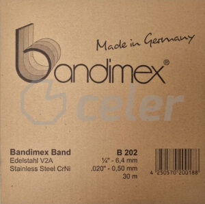 taśma stalowa nierdzeewna Bandimex B202 6,4mm x 0,5mm x 30m V2A, CrNi, taśma stalowa nierdzewna Band-it C202